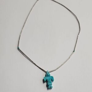 Liquid Sterling Silver Necklace with Turquoise Pendant